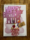 Mum Birthday Greeting Card + Cake Topper
