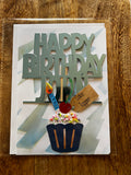 John Birthday Greeting Card + Cake Topper